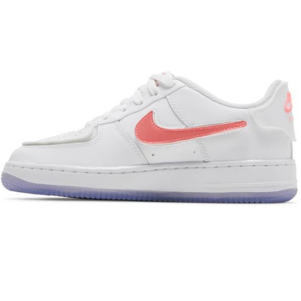5Y Nike Air Force 1/1  GS.  White & Pibk with purple soles. Girls